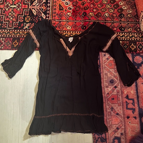 🛍️ Moroccan embroidered shirt 3/4 sleeve tunic - Picture 1 of 8